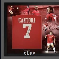 Eric Cantona Signed Manchester United Football Shirt Framed AFTAL Proof Coa