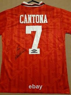 Eric Cantona Signed Number 7 Manchester United Man Utd Retro Remake Shirt