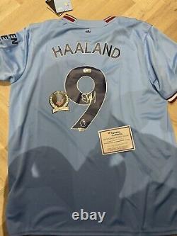Erling Haaland Signed Manchester City Shirt 2022-23 Home TREBLE WINNING SEASON