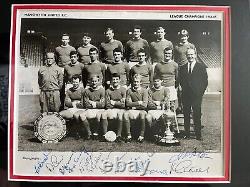 Ex MANCHESTER UTD FOOTBALLERS (1964-65) SIGNED 16 x 16 FRAMED PHOTO, AUTOGRAPHED