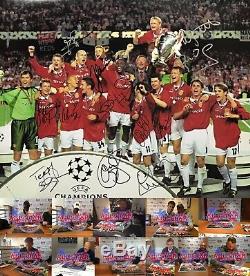 FRAMED MANCHESTER UNITED CHAMPIONS LEAGUE 1999 FOOTBALL PHOTO SIGNED x 12 PROOF