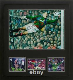 FRAMED PETER SCHMEICHEL SIGNED 16x20 MANCHESTER UNITED FOOTBALL PHOTO PROOF