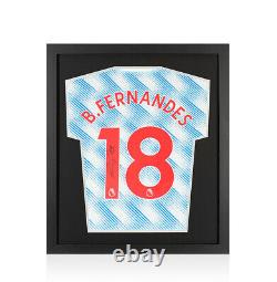 Framed Bruno Fernandes Signed Manchester United Shirt Away, 2021-2022, Number