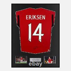 Framed Christian Eriksen Signed Manchester United Shirt Home 2023-24 Modern