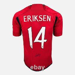 Framed Christian Eriksen Signed Manchester United Shirt Home 2023-24 Modern