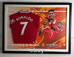 Framed, Cristiano Ronaldo Hand Signed Manchester United 22-23 Shirt Club COA