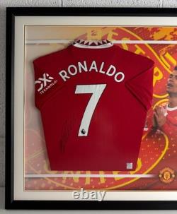 Framed, Cristiano Ronaldo Hand Signed Manchester United 22-23 Shirt Club COA