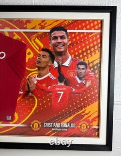 Framed, Cristiano Ronaldo Hand Signed Manchester United 22-23 Shirt Club COA