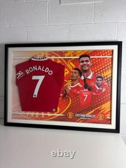 Framed, Cristiano Ronaldo Hand Signed Manchester United 22-23 Shirt Club COA