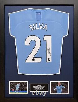 Framed David Silva Signed Manchester City Football Shirt Comes With Proof & Coa