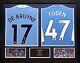 Framed De Bruyne & Foden Signed Manchester City Football Shirts With Proof Coa