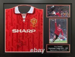Framed Eric Cantona Manchester United Signed Retro Football Shirt See Proof Coa