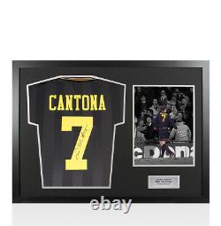 Framed Eric Cantona Signed Manchester United Shirt 1994, Away, Number 7 Pano
