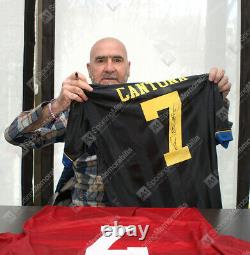 Framed Eric Cantona Signed Manchester United Shirt 1994, Away, Number 7 Pano