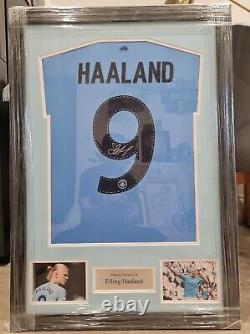 Framed Erling Haaland Signed Manchester City Shirt 2022-23 Premium