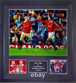 Framed Giggs & Scholes Dual Signed 16x20 Manchester United Football Photo Proof