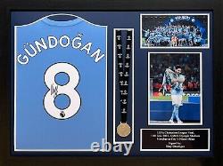 Framed Ilkay Gundogan Signed Manchester City Football Shirt See Proof & Coa