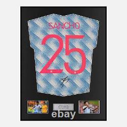 Framed Jadon Sancho Signed Manchester United Shirt 2021-22 Away Modern