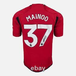 Framed Mainoo Signed Manchester United Shirt, Red Home Mini