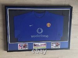 Framed Manchester United 2002/03 shirt signed by Roy Keane COA Large Frame