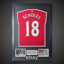 Framed Paul Scholes Hand Signed Manchester United Football Shirt With COA £259