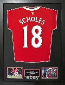 Framed Paul Scholes Manchester United Signed Football Shirt See Proof + Coa