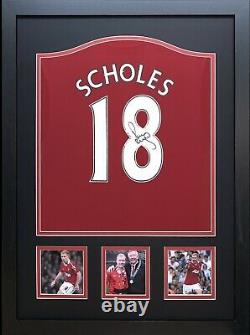 Framed Paul Scholes Signed Manchester United 18 Football Shirt See Proof & Coa