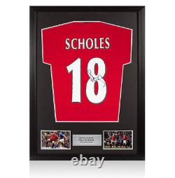 Framed Paul Scholes Signed Manchester United Shirt 1999, Home, Retro, Number 1