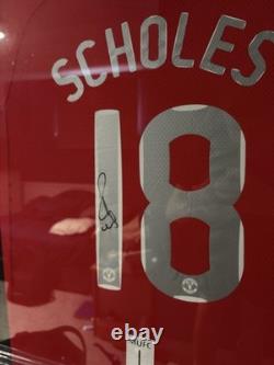 Framed Paul Scholes Signed Manchester United Shirt 2008 Final Classic