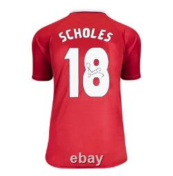 Framed Paul Scholes Signed Manchester United Shirt Home, 1999-00 Compact