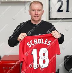 Framed Paul Scholes Signed Manchester United Shirt Home, 1999-00 Compact