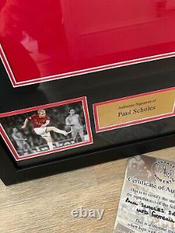 Framed Paul Scholes Signed Manchester United Shirt Retro, Number 18 COA