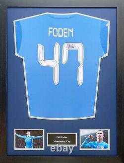 Framed Phil Foden Signed Manchester City 202/2 Football Shirt See Proof Coa