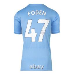 Framed Phil Foden Signed Manchester City Shirt Home, 2021/2022, Number 47