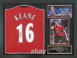 Framed Rare Roy Keane Signed Manchester United Football Shirt With Coa & Proof