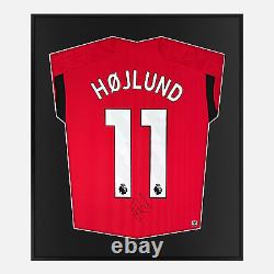 Framed Rasmus Hojlund Signed Manchester United Shirt Home 2023-24 Mini