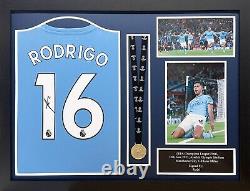 Framed Rodri Signed Manchester City 21/22 Football Shirt See Proof & Coa Rodrigo