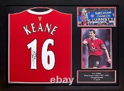 Framed Roy Keane Signed Manchester United Football Shirt Comes Coa & See Proof