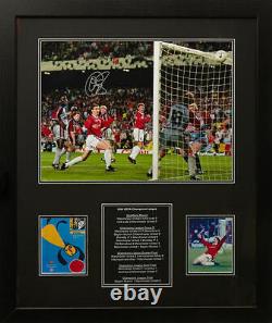 Framed Solskjaer Signed Manchester United Champions League 1999 Photo Coa Proof