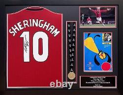 Framed Teddy Sheringham Signed Manchester United Shirt & Champions League Medal