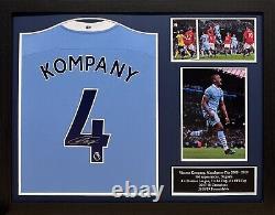 Framed Vincent Kompany Signed Manchester City Football Shirt With Proof & Coa