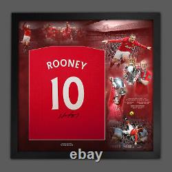 Framed Wayne Rooney Signed Autograph Manchester United Man Utd T-shirt England