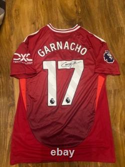 Garnacho Signed Manchester United Home Shirt With COA Included