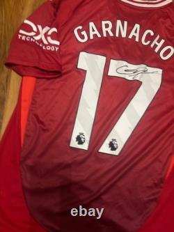 Garnacho Signed Manchester United Home Shirt With COA Included
