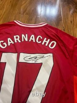 Garnacho hand signed Manchester United home shirt with Coa included