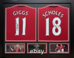Giggs & Scholes 2 Signed Manchester United Football Shirts Display Proof Coa