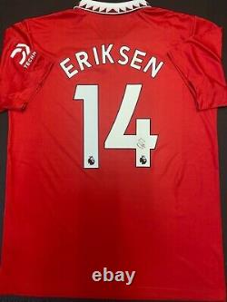 HAND SIGNED 2022/23 MANCHESTER UNITED CHRISTIAN ERIKSEN HOME SHIRT with COA