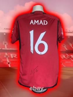 Hand Signed AMAD DIALLO Manchester United Football Home Shirt COA