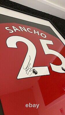 Hand Signed Jadon Sancho Shirt Framed Memorabilia Manchester United