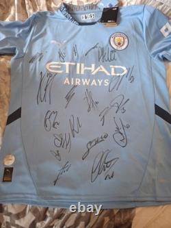 Hand Signed Manchester City Squad Signed Shirt With Club Coa Hand Signed Manchester City Squad Signed Shirt With Club Coa